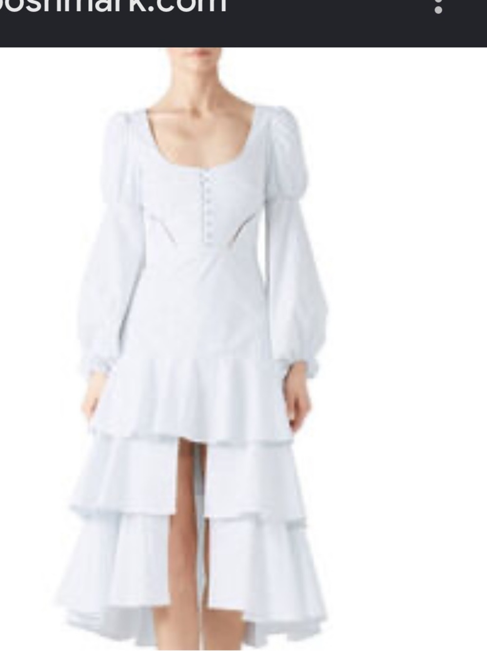 Jonathan Simkhai White Puff-Sleeve High-Low Tiered Dress